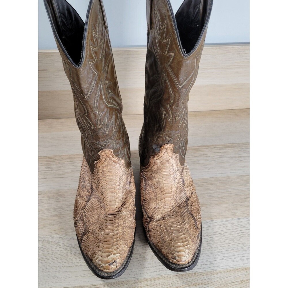 Abilene Mens Snake Skin Boots Size 9.5 D Leather Cowboy Western 6122 USA Vtg - Picture 2 of 10
